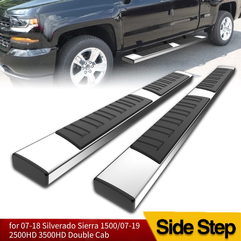 for 07-19 Silverado Double/Extended Cab 6" Running Boards Nerf Bars Side Step 2x