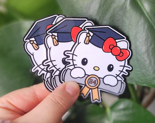 Hello Kitty Graduate Die Cut Vinyl Sticker