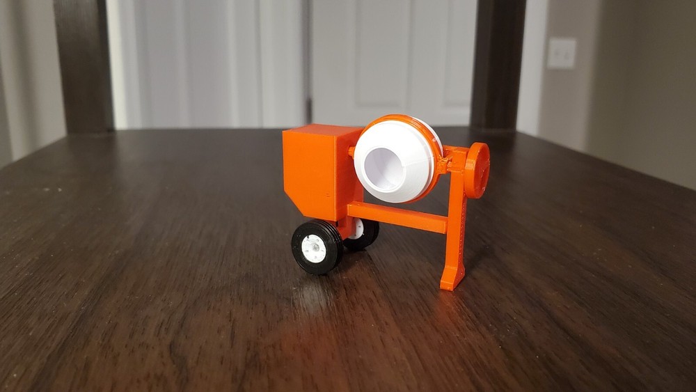 Custom 1/50 Scale Posable 12CF Concrete Mixer in Red
