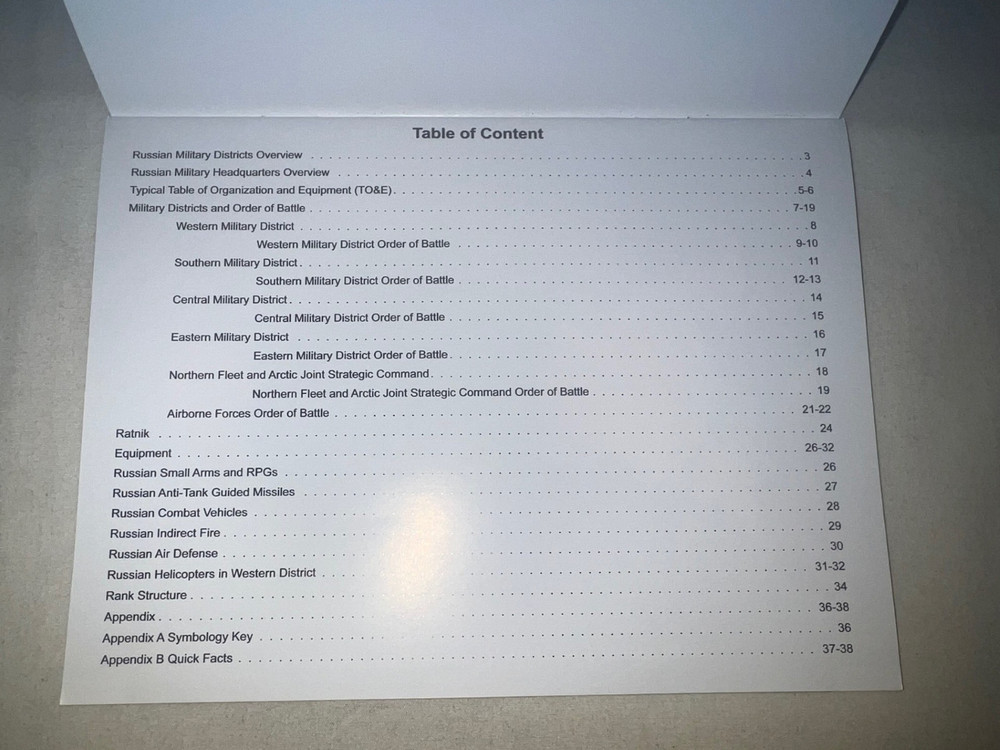 Russian Military Quick Ref Guide by US Army GTA, training, mint current 2020