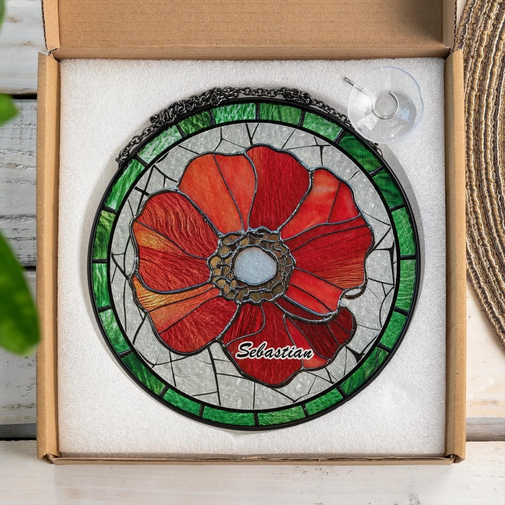 Custom Name Rabbit Stained Glass Suncatcher – Personalized Bunny Window Decor