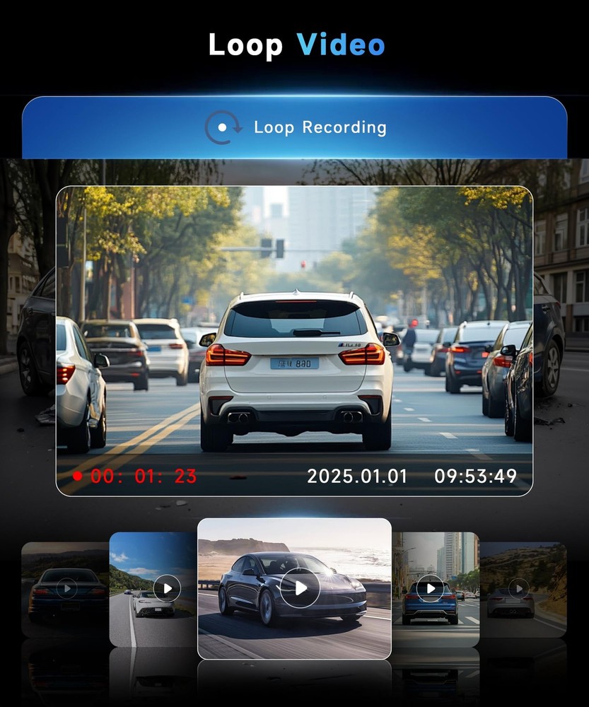 4 Channel 360° Dash Camera Front and Rear Inside Left Right, 3.16 Inch Dash C...