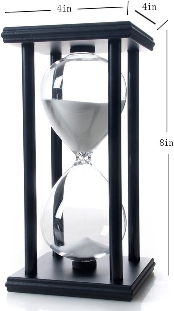 Bellaware 60 Minutes Hourglass, Wood Sand Timer White