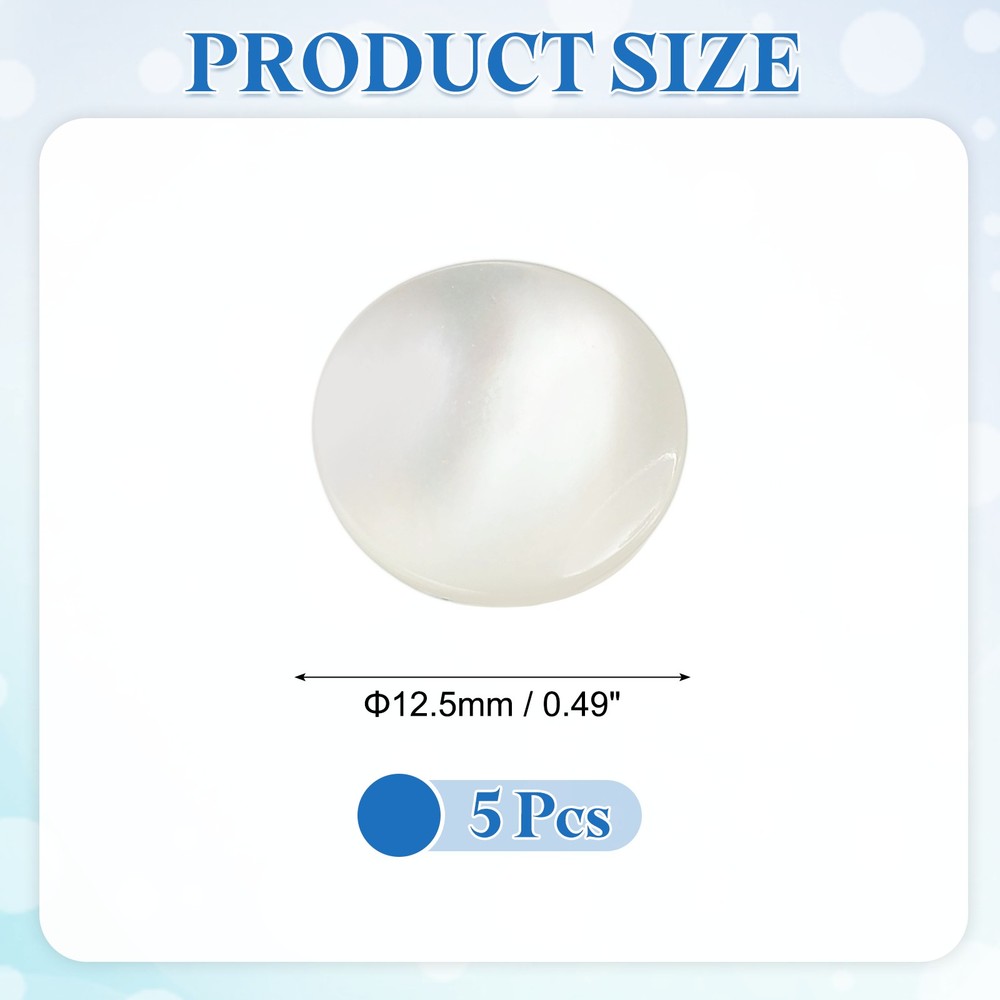 5Pcs Natural Shell Button, 12.5mm Curved Shell Shank Buttons, Beige/Silver
