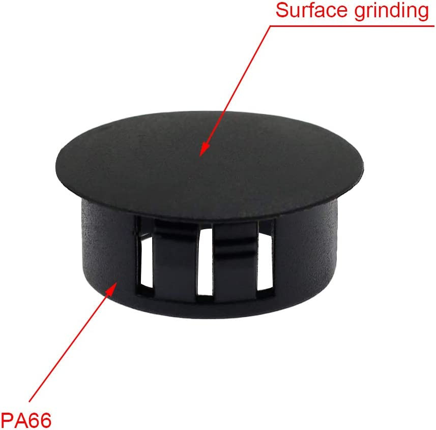 60 Flush-Type 6Mm Black Plastic Hole Plugs, Snap-In Locking End Caps