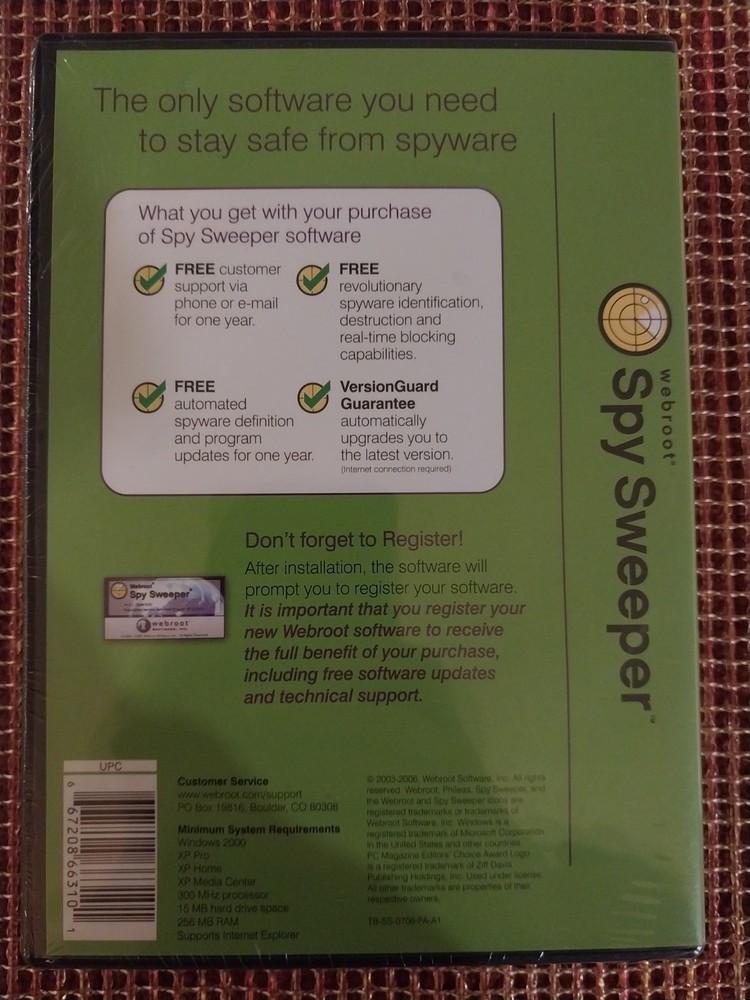 Webroot Software Spy Sweeper Secure Anywhere Internet Security NEW, Sealed