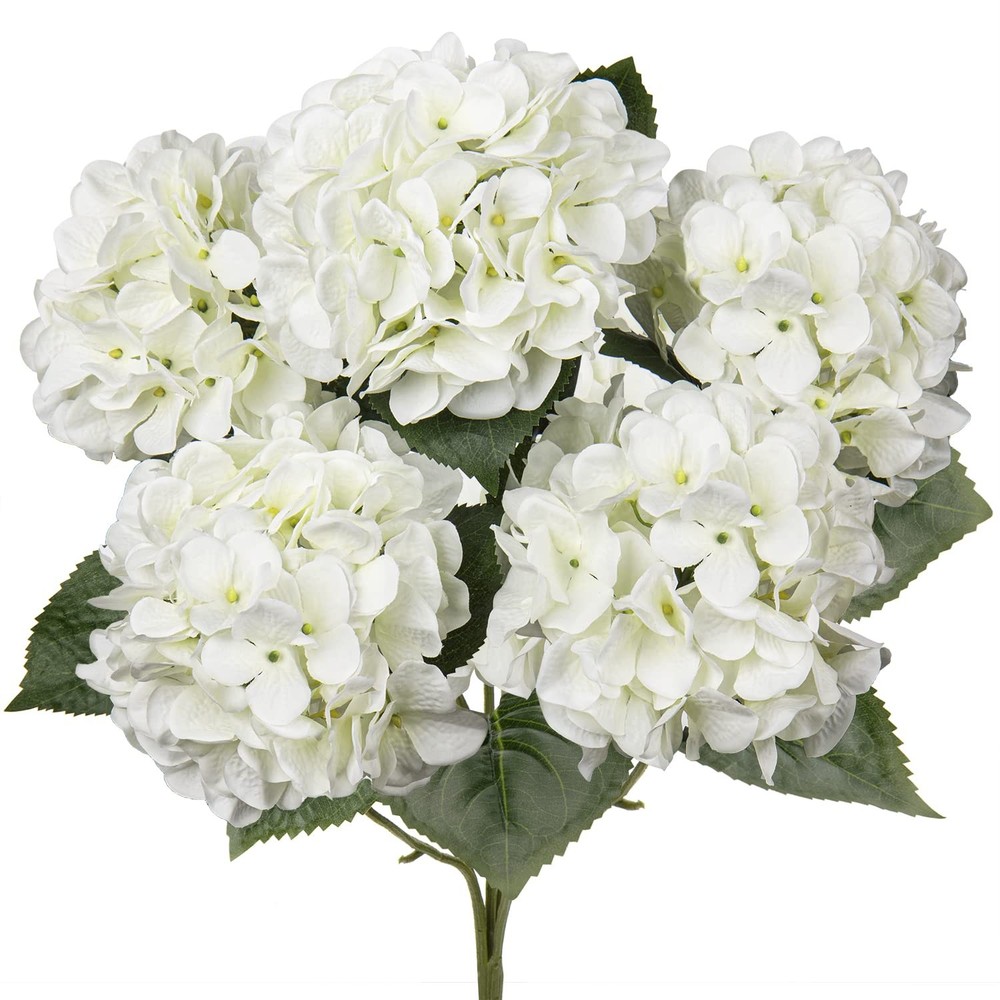White Hydrangea Artificial Flowers Large Artificial Hydrangeas Silk Flower fo...