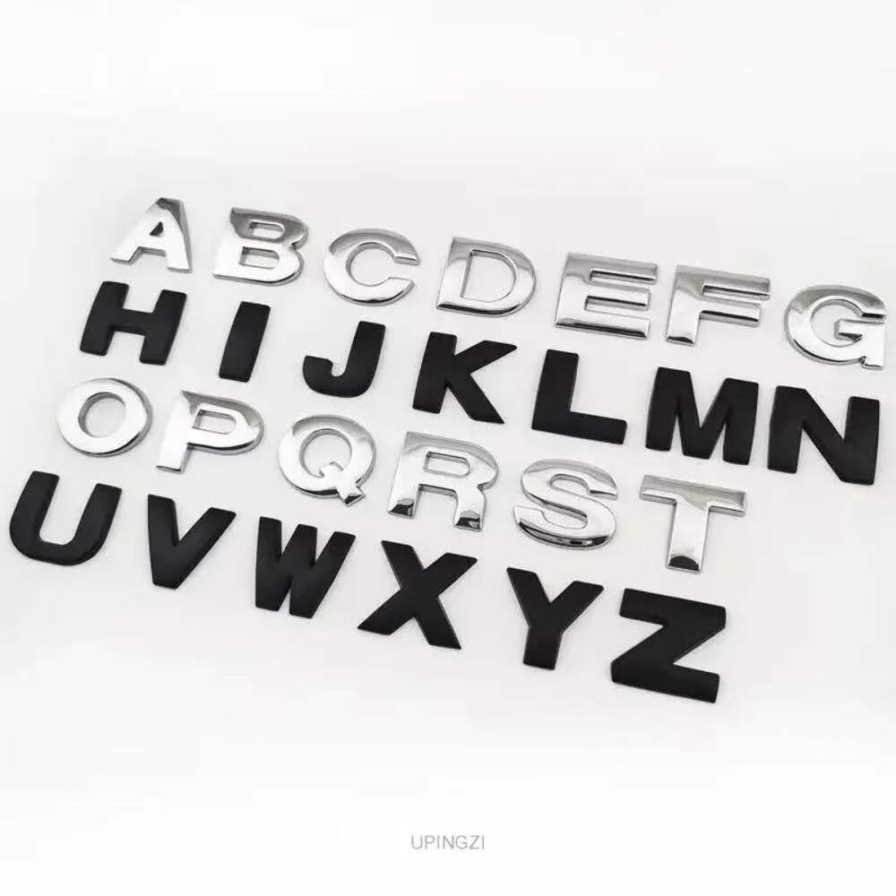 3D Alphanumeric Metallic Silver Badge Chrome Plated Silver Alphanumeric Logo Car