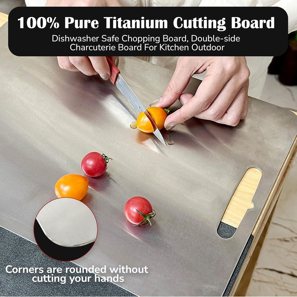 Titanium Cutting Board 14x10 Double-Sided Scratch Resistant Durable Kitchen US