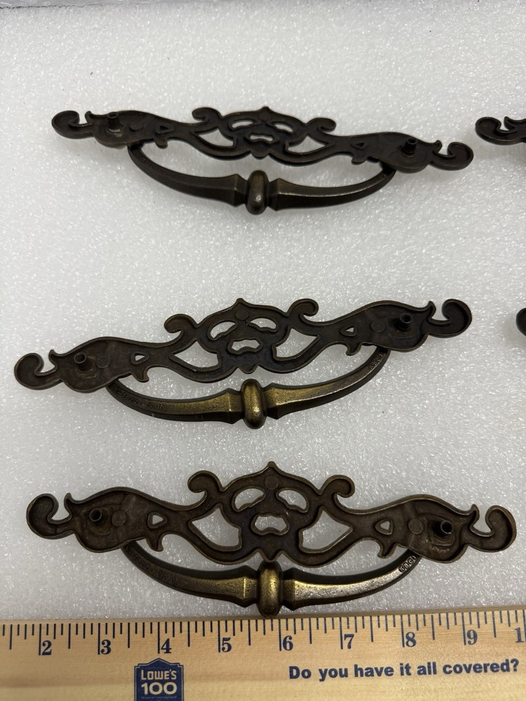 Vintage Victorian Solid Brass Gothic Design Drawer Pulls Handles 8” (22)