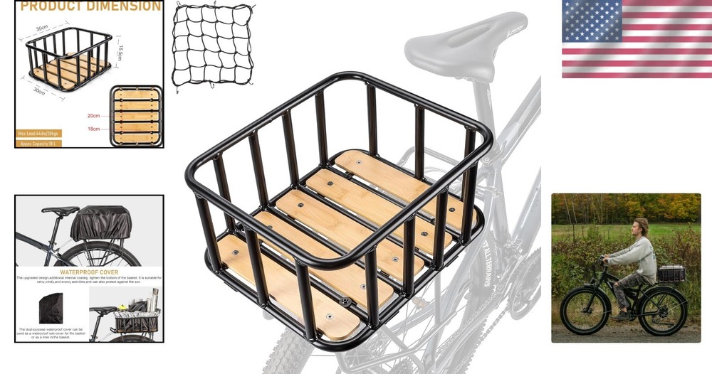 Multi-Purpose Large Bicycle Basket - Rack Mount with Easy Installation Features