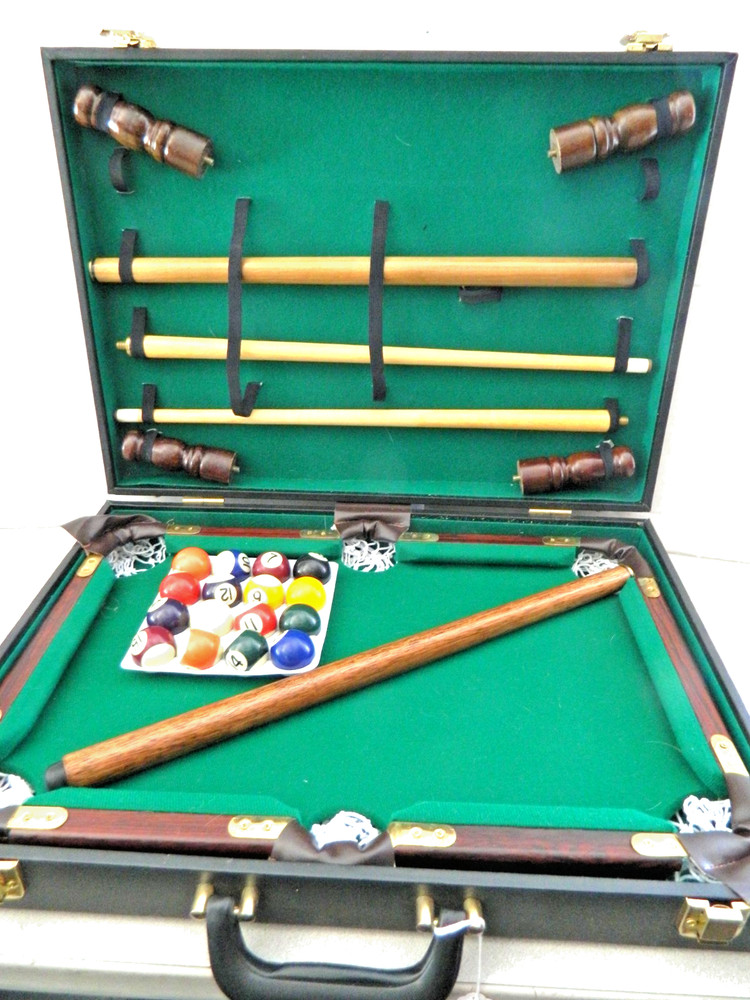 Table Top Miniature Billiard Pool Game Complete Set