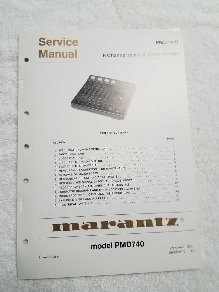 Brand New Marantz PMD740 Service Manual