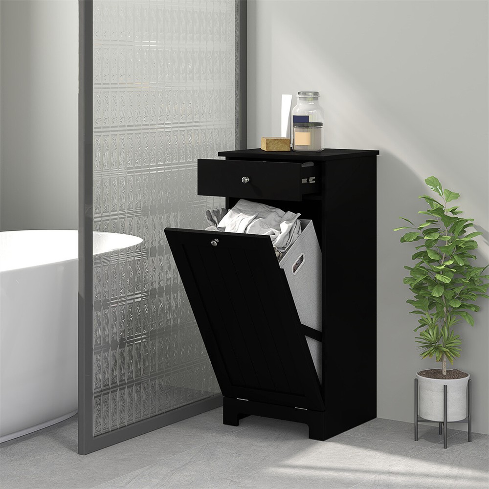 Laundry Hamper Cabinet Storage Cabinet Black