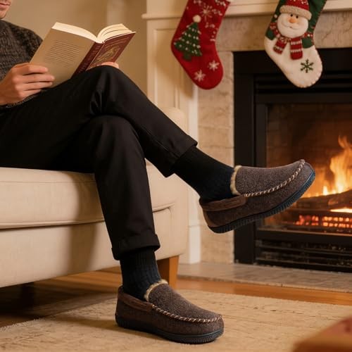 Men's Hearthfire Memory Foam Moc Slipper 10 Mocha