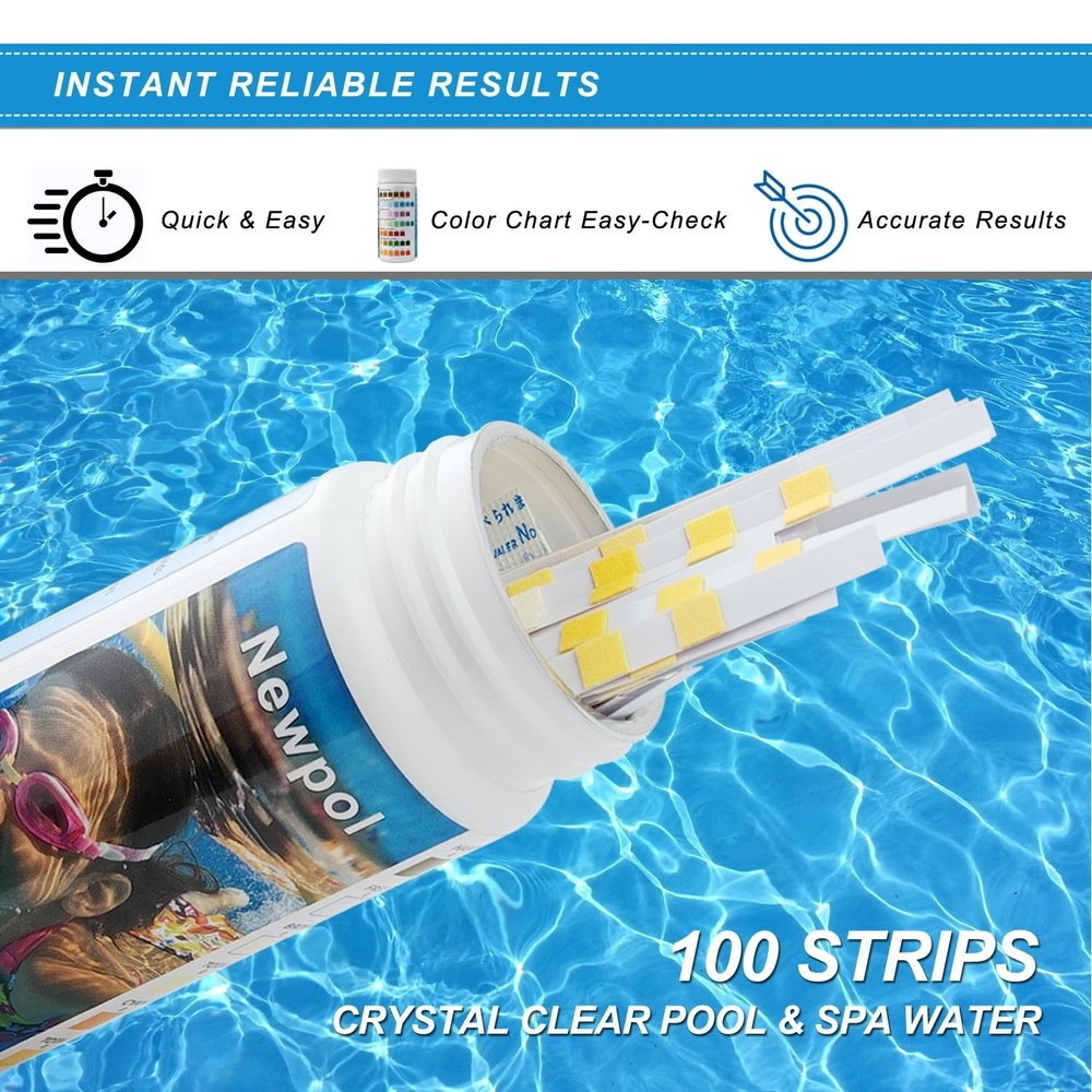 7-in-1 Pool Strips 100 Count for Water Testing Hot Tub Spa