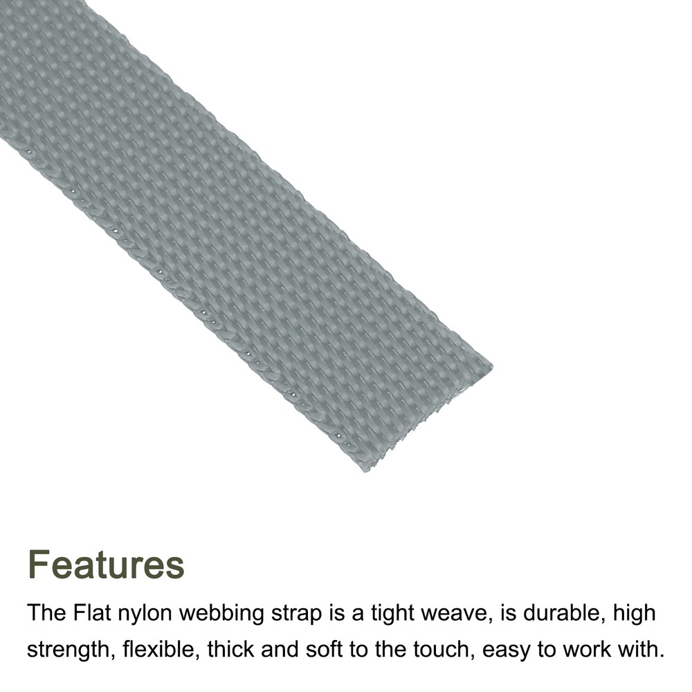 Flat Nylon Webbing Strap 3/8 Inch 50 Yards Iron Gray for Backpack