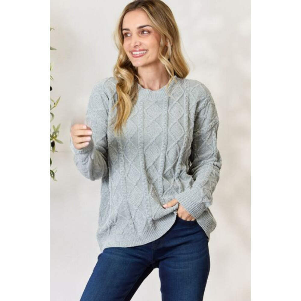 BiBi Cable Knit Round Neck Sweater