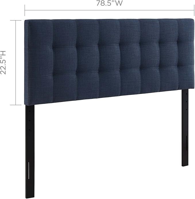 Modway Emily King Upholstered Polyester Fabric Headboard in Navy