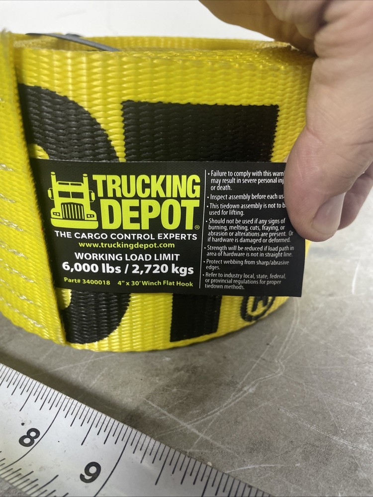4x30 winch strap Flat Hook 6000lb Working Load