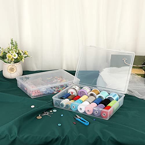 Clear Plastic Storage Box with Flap Lid, Multipurpose Craft Medium-2 Pack