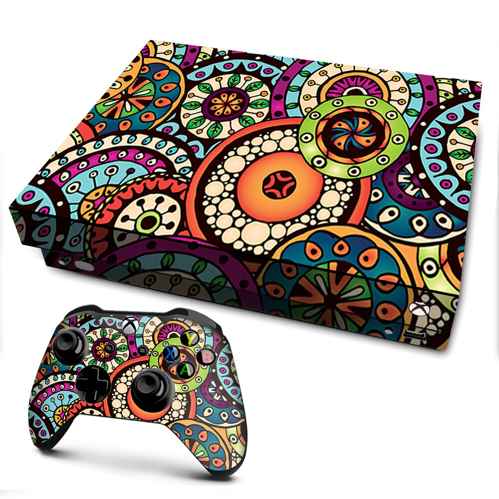 Xbox One X Console Skins Decal Wrap ONLY Ethnic Circles Pattern