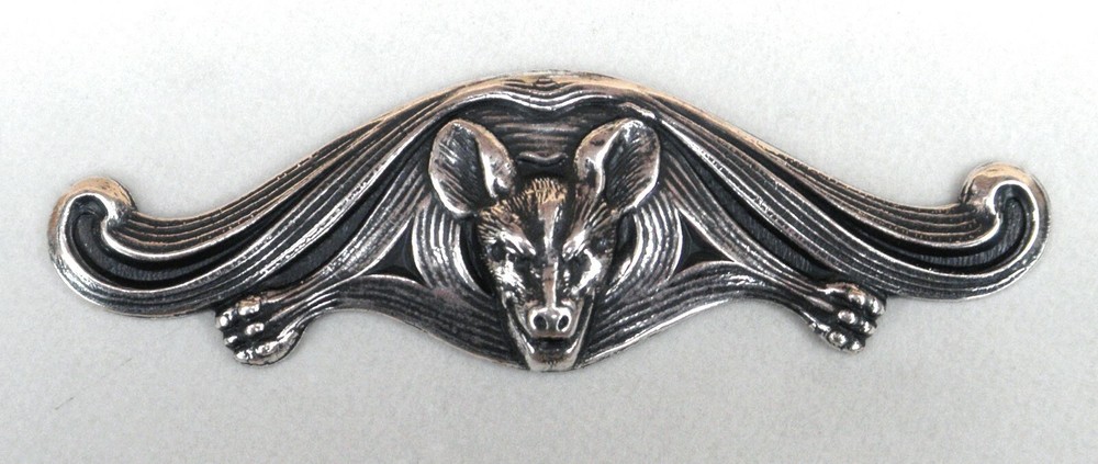 #2160 SMALL ANTIQUED STERLING SILVER PLATED BAT COMPONENT - 1 Pc