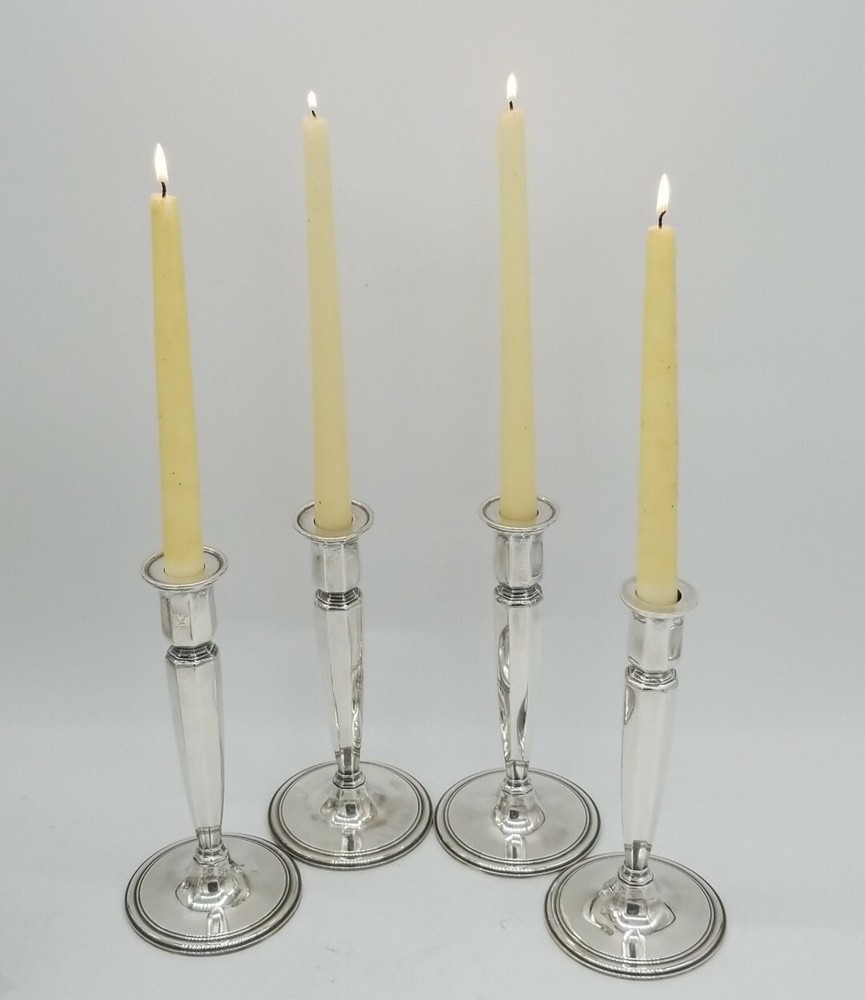 Set of 4 Tiffany Art Deco Sterling Silver Candlesticks