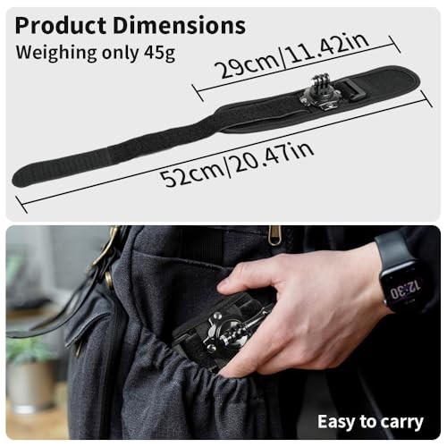 Wrist Strap Mount, 360° Rotating Arm Mount Strap Compatible with GoPro Hero