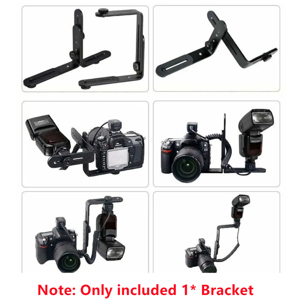 Metal L-Shape Flash Bracket Flashlight Camera Holder Mount For DSLR Camera