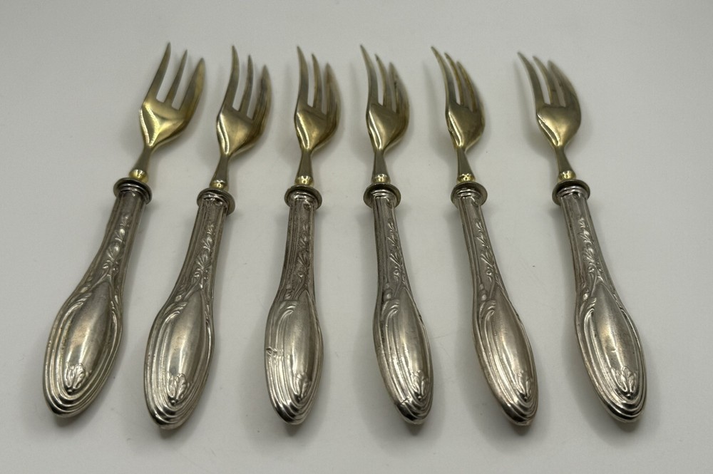 6 x Sterling Silver Handled Cocktail Desert Forks