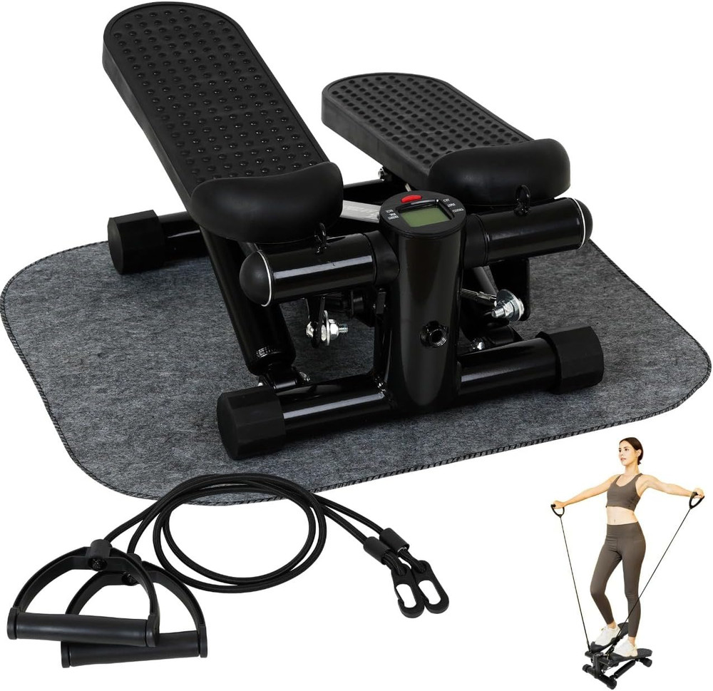 Compact Mini Stepper with Resistance Bands for Home Workout