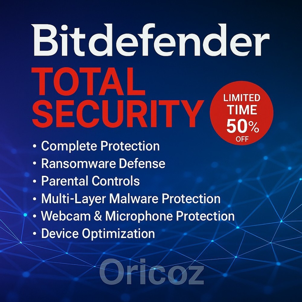 Bitdefender Total Security  1 Year | 1-10 Devices | Windows | Mac | Android