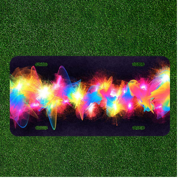 Custom Personalized Car License Plate With Abstract Background Colorful