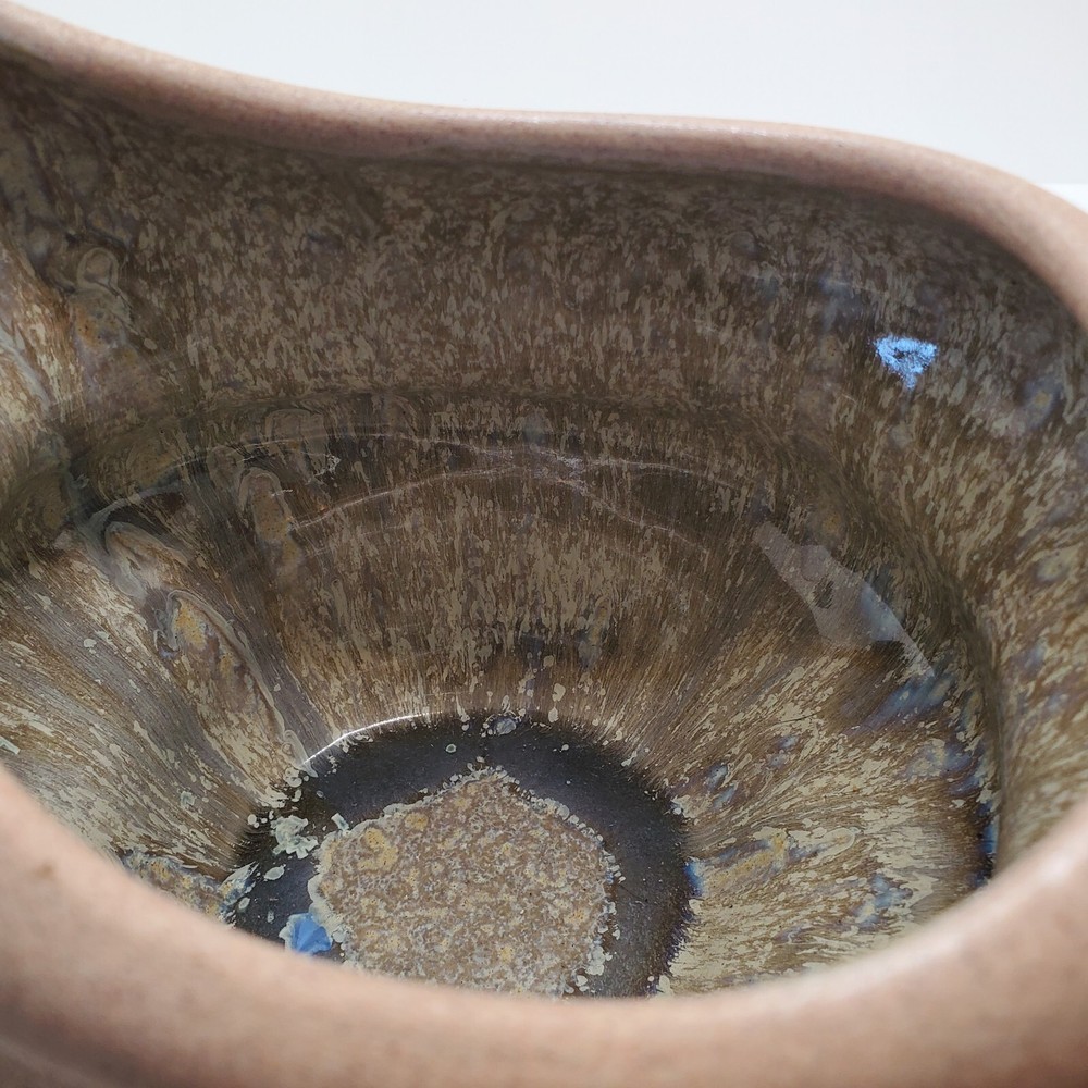 Studio Pottery Pitcher Southwest Assymetrical Glazed Inside Hand Painted
