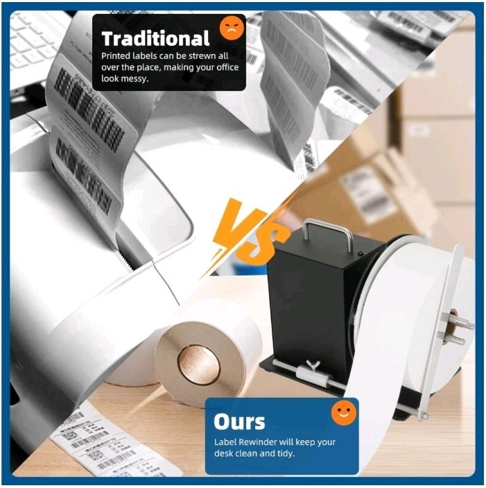 Automatic Label Rewinder, Supports 1", 1.5", 3" Core Holder, Adjustable Speed