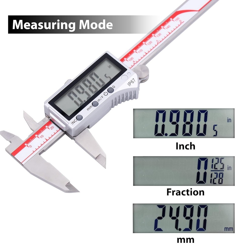 Precision Bluetooth Caliper, Inch/Metric/Fraction Conversion