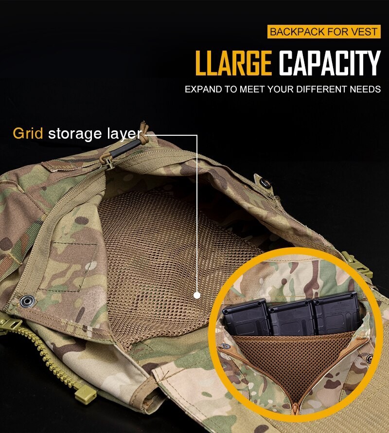 Tactical Zip-on Panel Pouch JPC2.0 CPC AVS Vest Rear Panel Backpack