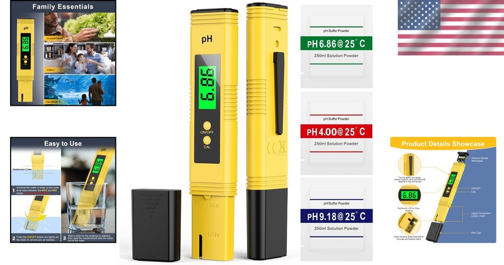 2025 pH Meter with Certification - Perfect for Hydroponics, Pools & More