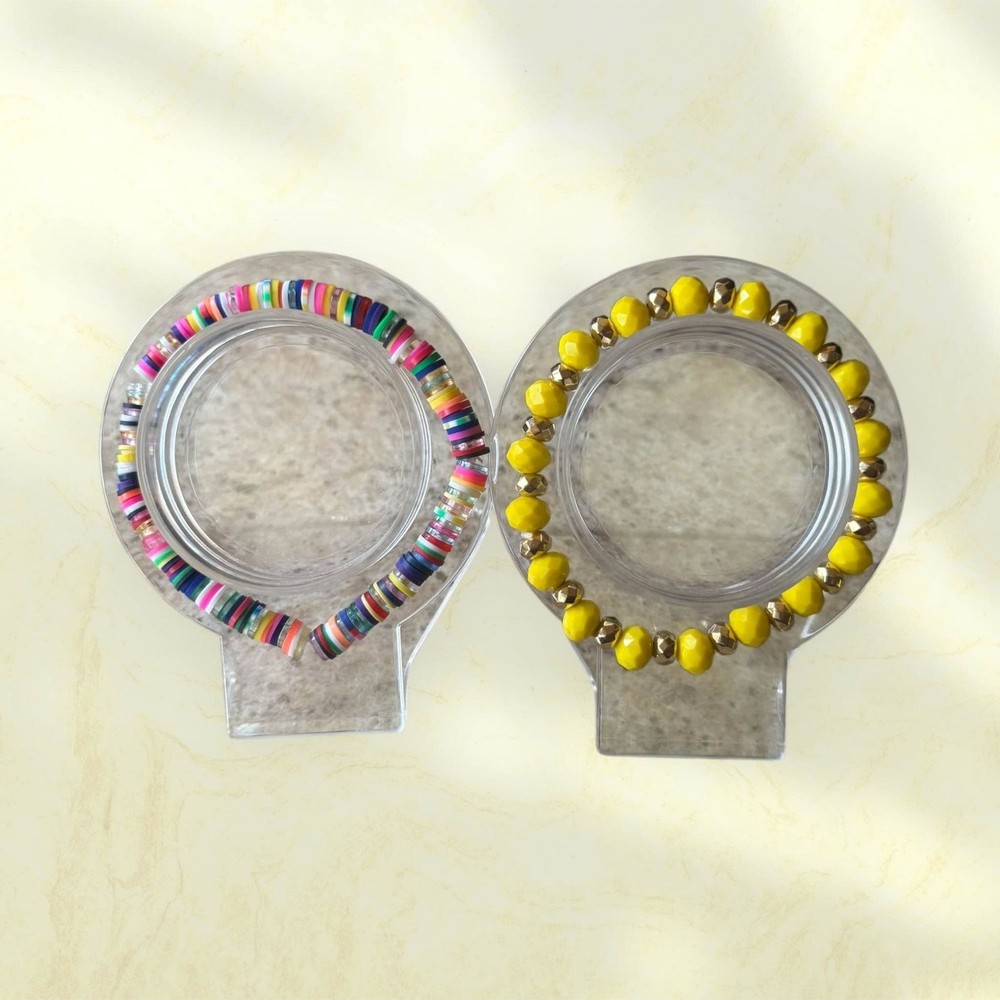 Handmade Beaded Stretch Bracelet Pair 0202