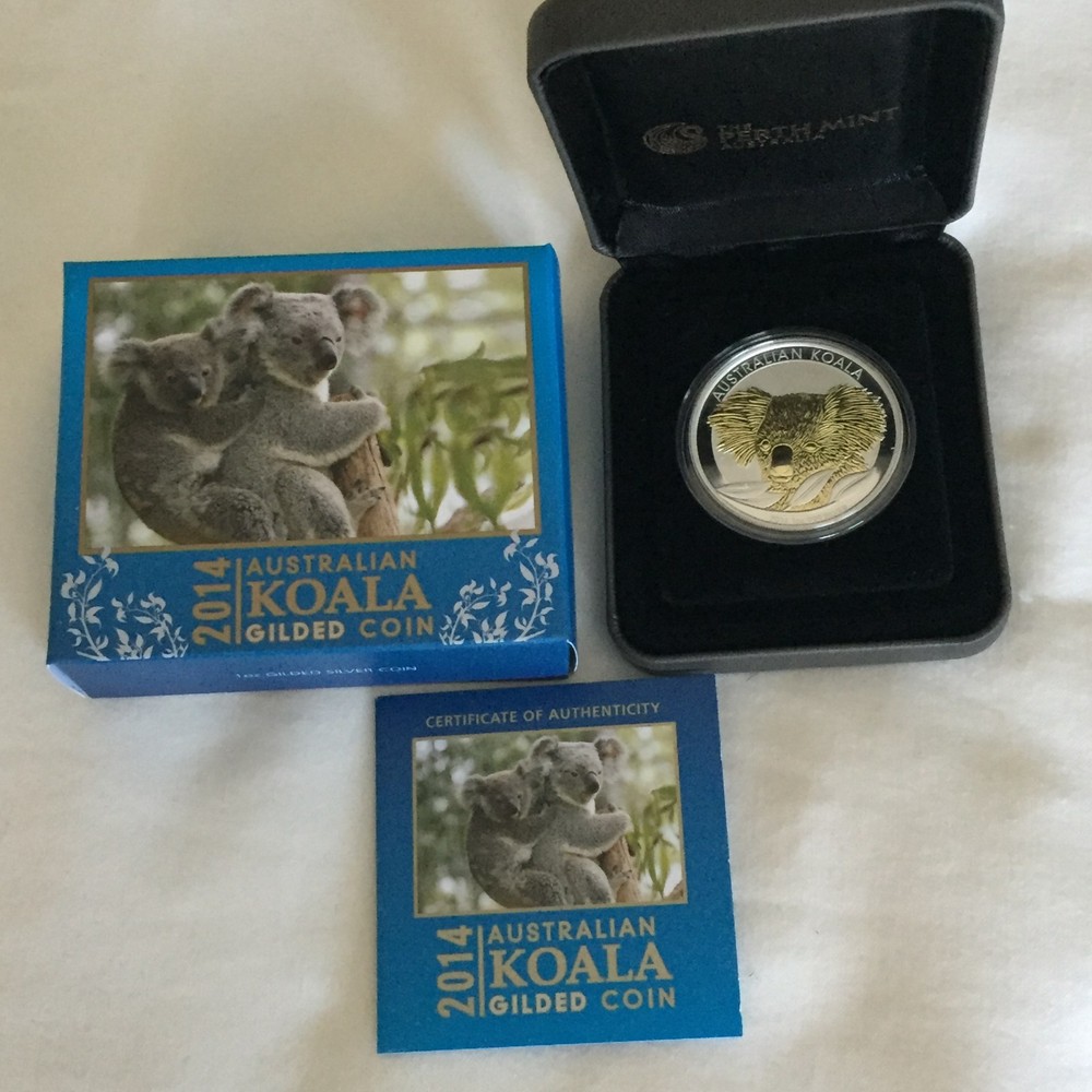Perth Mint - Australian Koala 2014 1oz Silver Gilded Edition