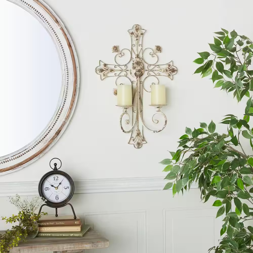 White Iron French Country Wall Sconce