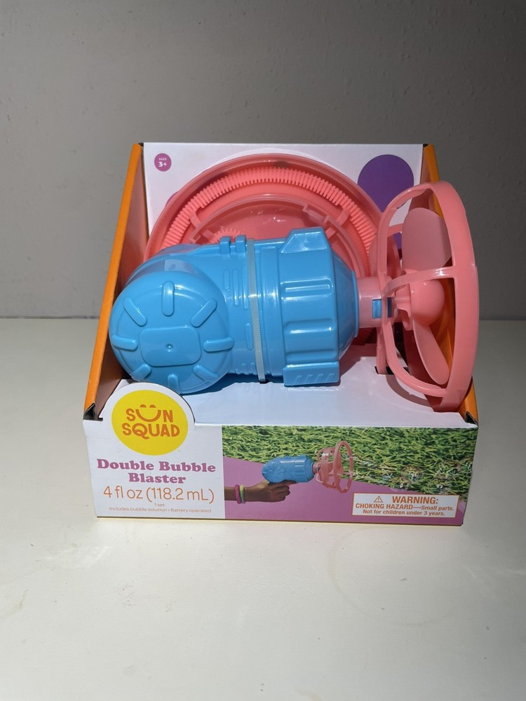Double Bubble Blaster – Sun Squad Plastic Bubble Blower Toy Ages 3+