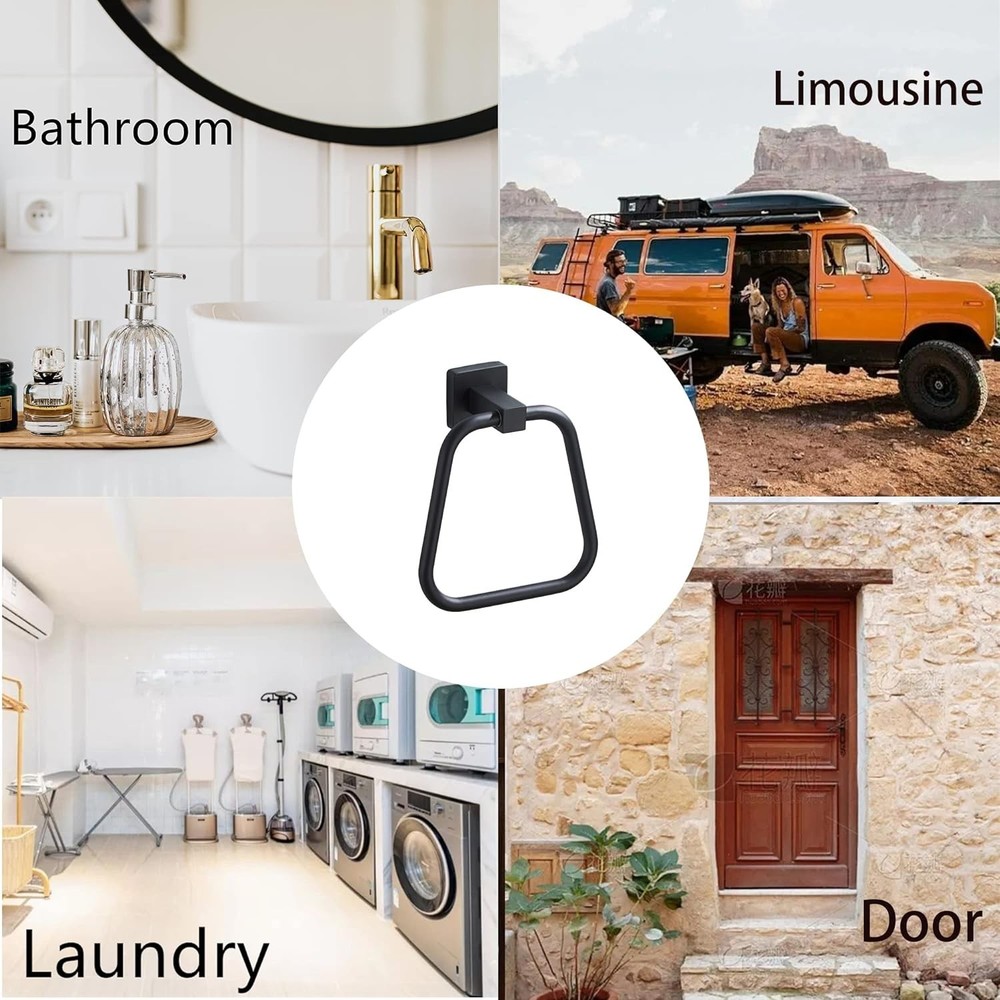 Space-Saving Matte Black Towel Holder – Compact Design for Bathroom or Kitchen