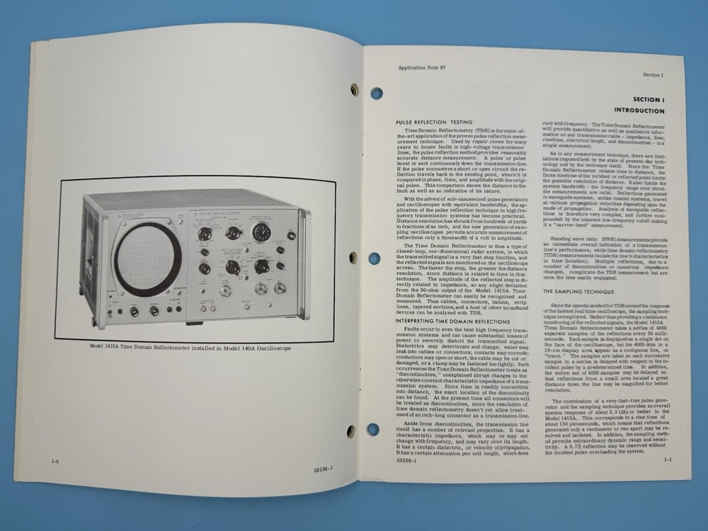 HEWLETT PACKARD 1965 Cable Testing w/ Time Domain Reflectometry Application Note