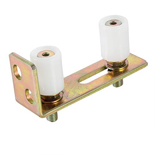 Adjustable Slide Gate Guide Roller Set with L Post Bracket, Dual Nylon Rollers,