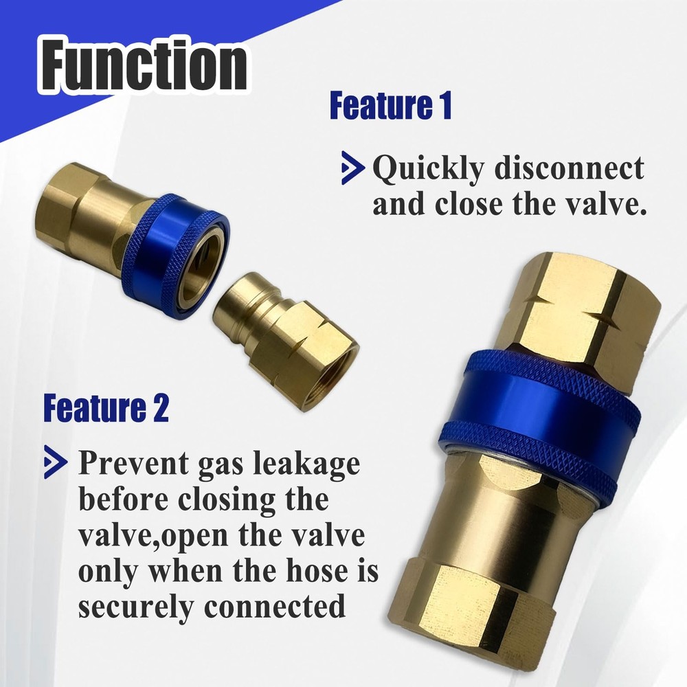 Ebrmeiwo A75 Quick Disconnect Fitting, 3/4 Inch, Automatic Brass