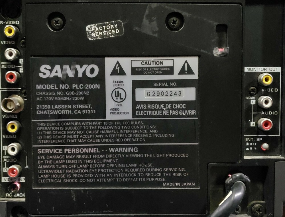 Sanyo LCD Video Projector Model PLC-200N Multi Media