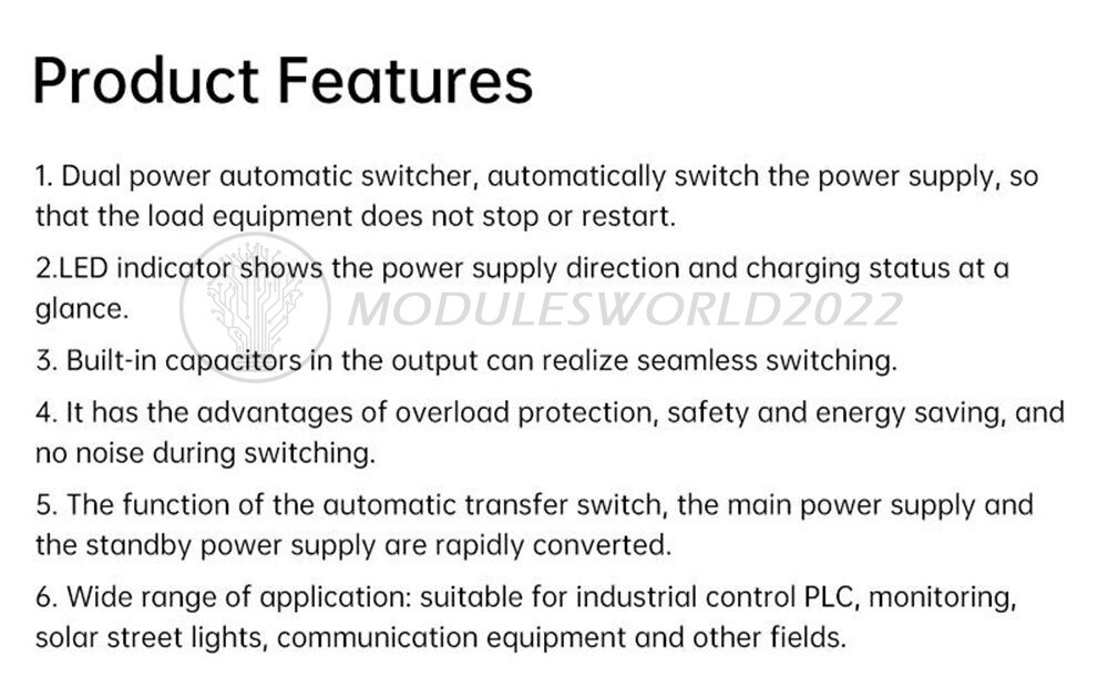 Dual Power Automatic Switcher UPS Emergency Power Failure Auto Transfer Switch
