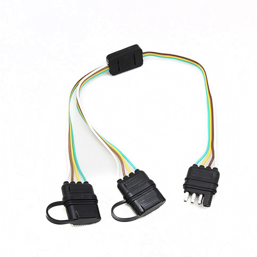 4 Way Flat Y-Splitter Dual Plug Adapter For LED Tailgate Light Bar/Trailer 4 Pin